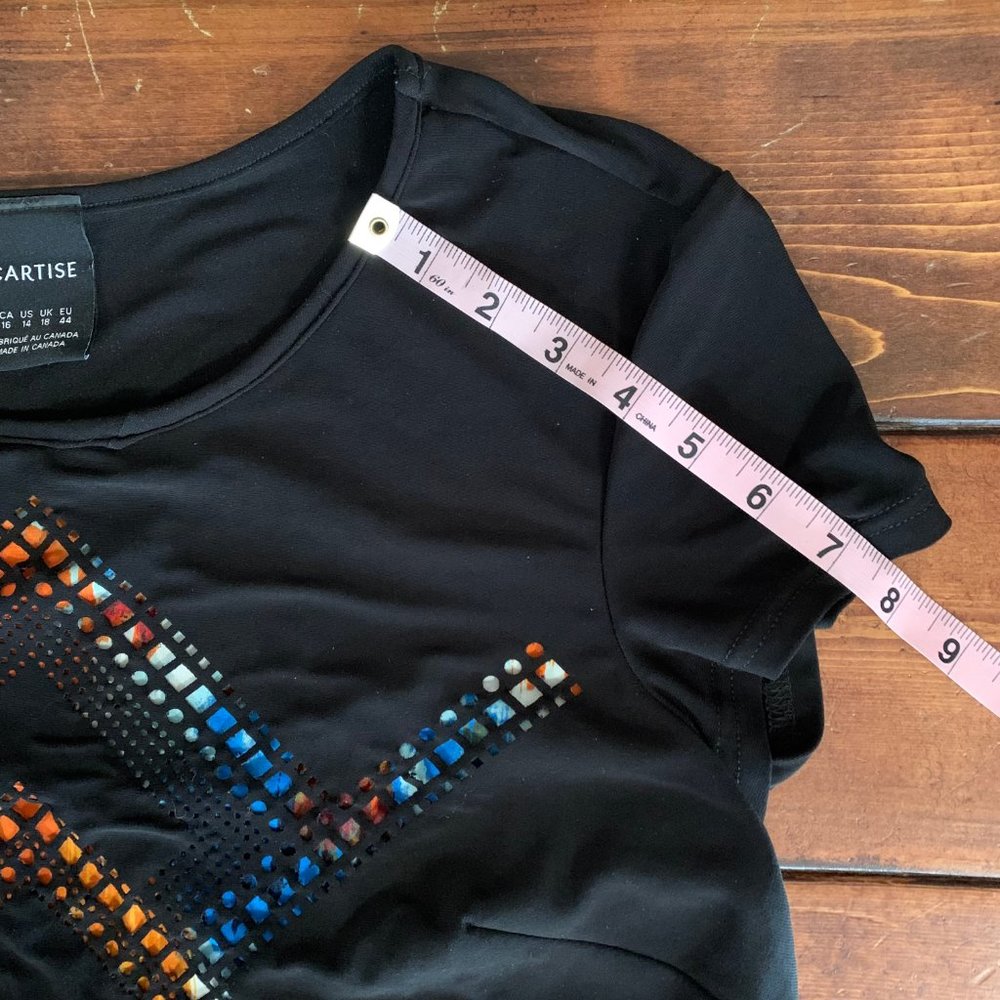 Cartise US 14 Black Stretchy Short Sleeve Women's Multicolor Lined Dress EUC - Picture 10 of 10